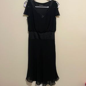 Dawn Joy black dress, size 6, ruffle sleeves